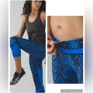 Lululemon Run; Inspire Crop II (Mesh) (8) Blue Snake Print